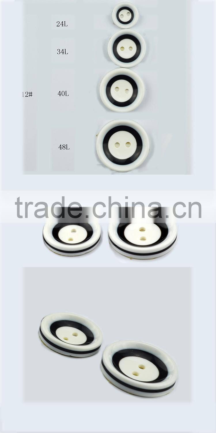 Classic White Black Line 2 Holes Resinic Buttons for Coat