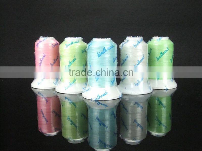 New Arriving Polyester Machine Glow in the dark Embroidery Thread Filament Luminous Thread Moon Light Thread 500m*5 Colors
