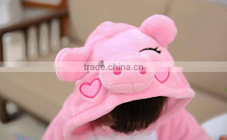 Pink girls top quality kids onesie flannel fleece sleepwear