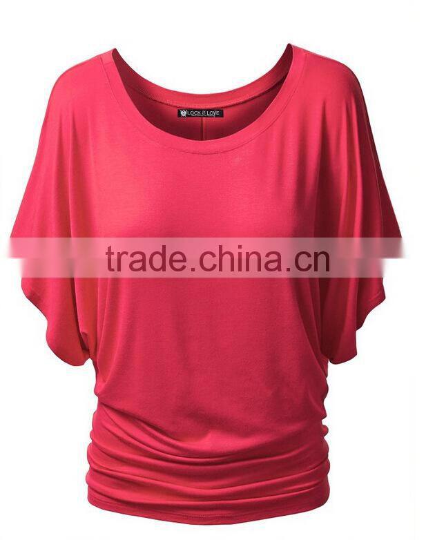 women shirt summer short batwing sleeve solid female tops S6310012