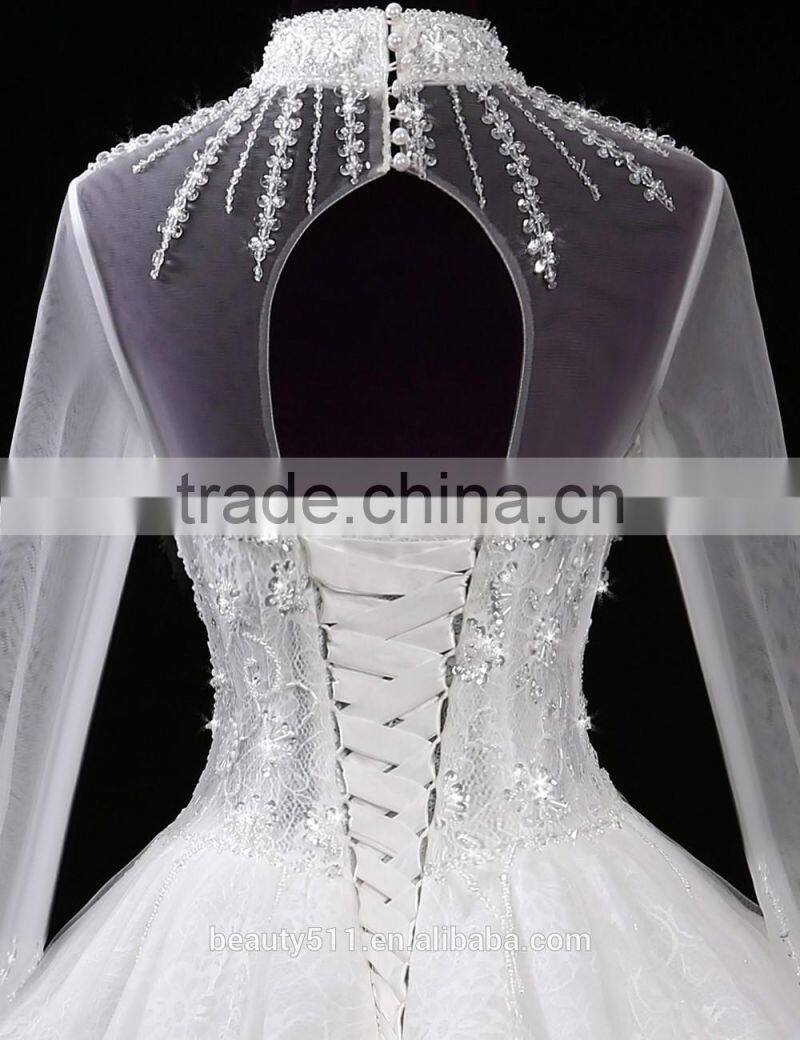 2017 sweetheart mermaid lace mermaid color wedding dress bridal for bride High neck bridal dress F11401