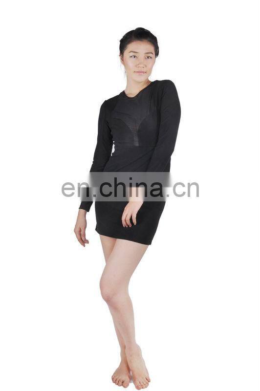 Spring/Autumn women fashion black thin casual dresses