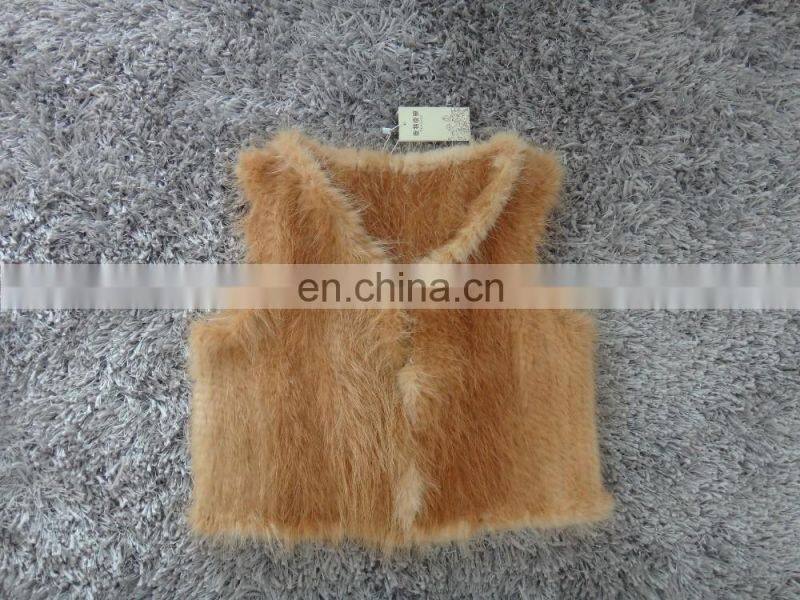Knitted fur vest waistcoat women nutria fur mini vest
