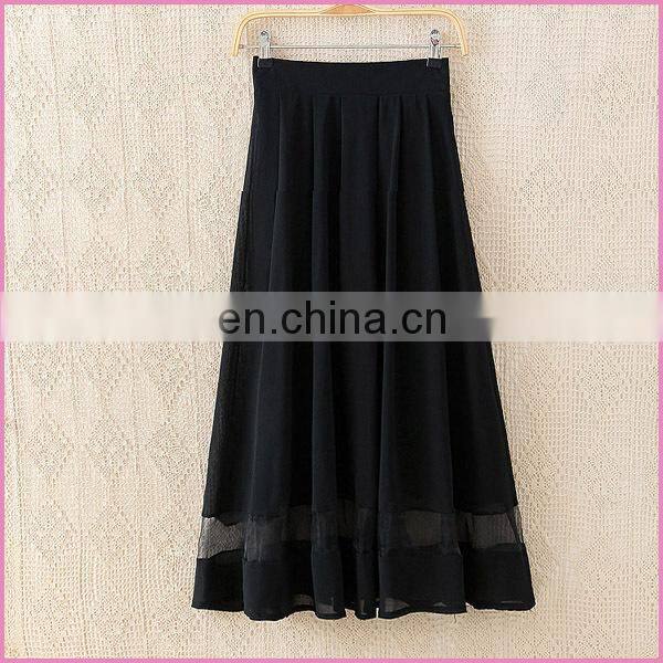 high fashion printed womens dresses chiffon patched gauze long skirt