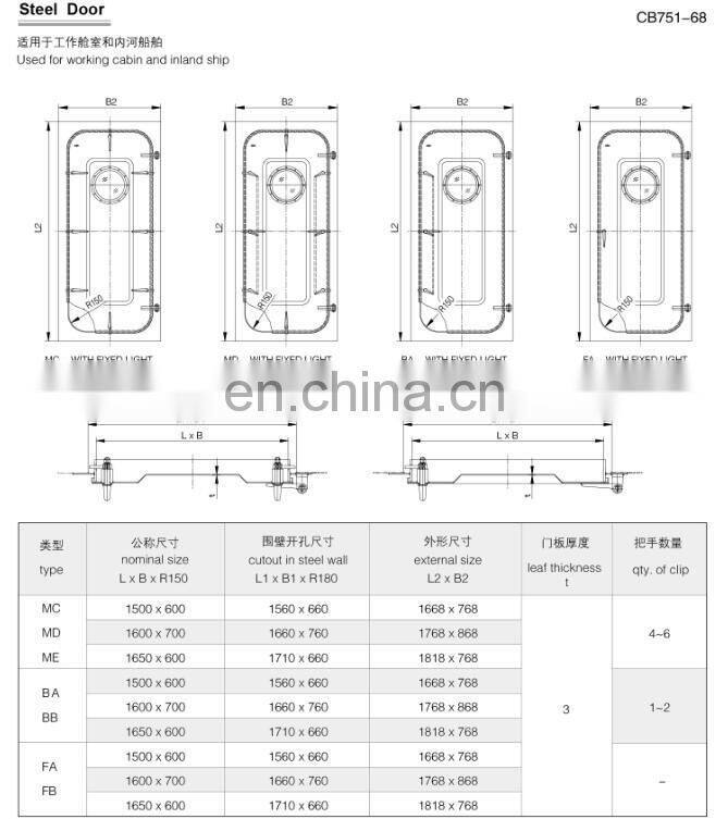 Marine Custom Steel Door Used Exterior