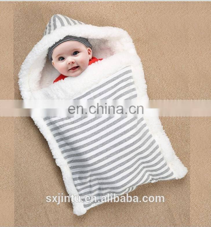 Amazon New 100%cotton and Sherpa  Newborn Baby Wrap  Infant Swaddle Blanket  Custom your logo