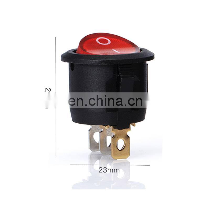 KCD1-105 20MM round rocker switch 3 Pins 6A 250V Power Switch with led light SPST 3PIN On/Off button switch