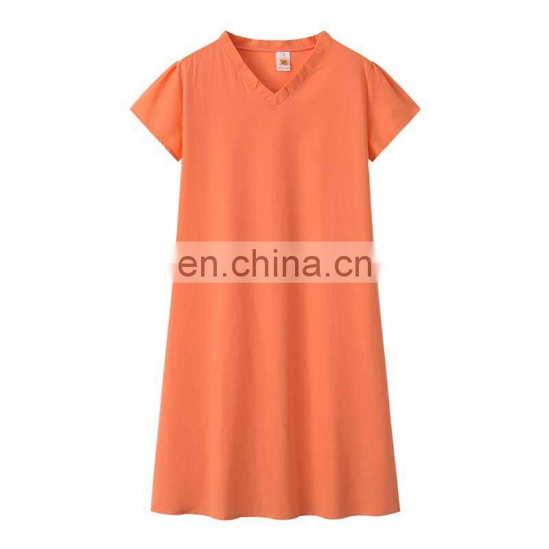 Custom LOGO Women Summer T-shirt Dresses Casual Loose Swing Flare Short Sleeve Beach V-neck Plus Size Tank Tops Dress S-5XL