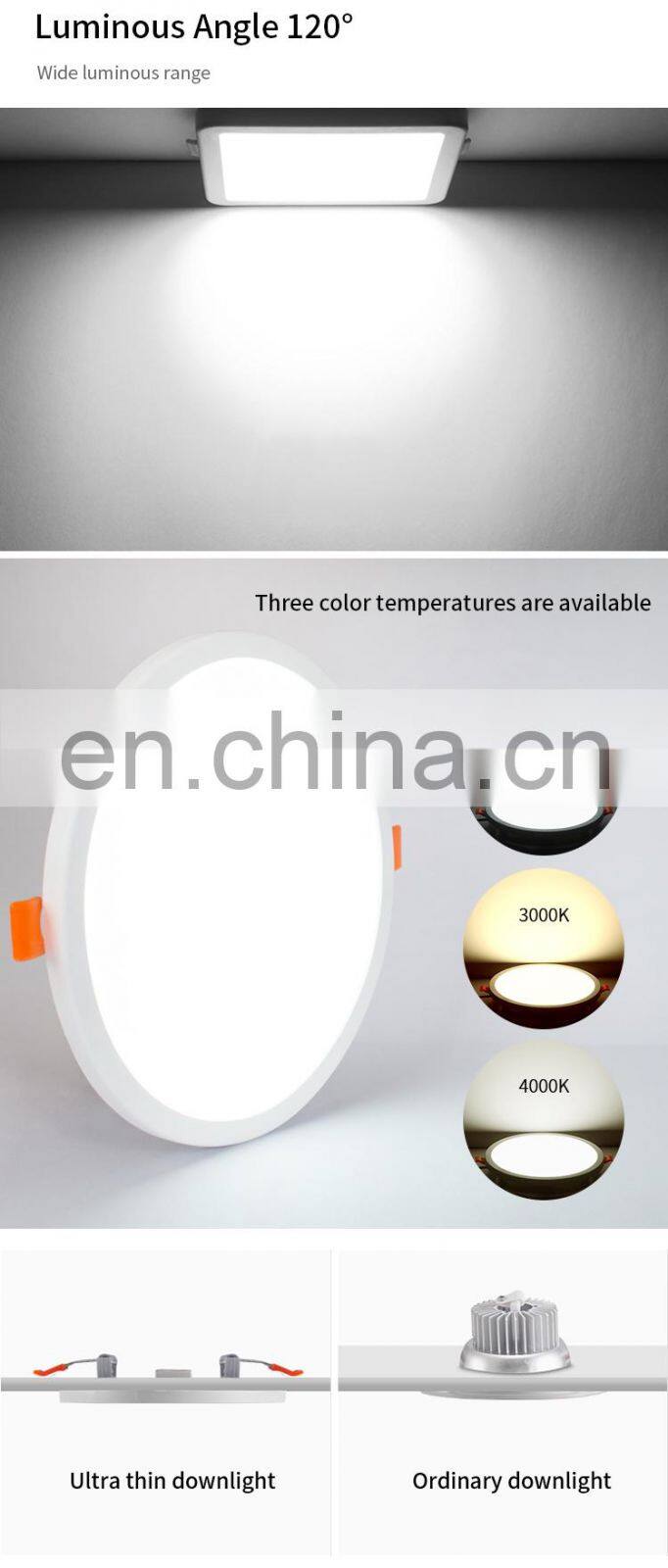 HUAYI Factory Wholesale PC Smart 6W 8W 15W 20W Indoor Office Frameless Commercial LED Panel Light