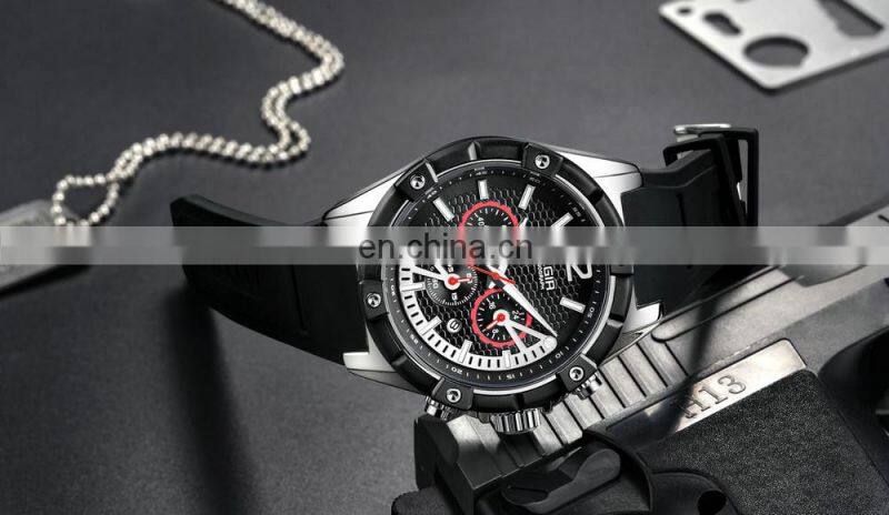 MEGIR 2083G Men's Fashion&Casual Watch Quartz Movement Leather Band Business Watch Auto Date 24-hours Hand Led Silicon Watch