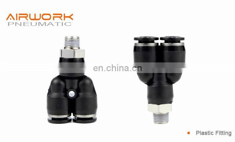 PX Black Three 3 way elbow Pneumatic Plastic y branch Shaped Male pvc pipe fittings