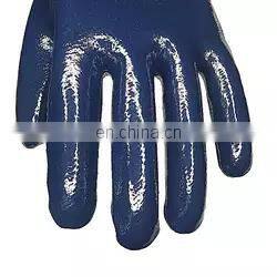 Jersey Liner Full Coated Blue Nitrile Oil Resistant Working Gloves Heavy Duty Nitrile Gloves/Guantes