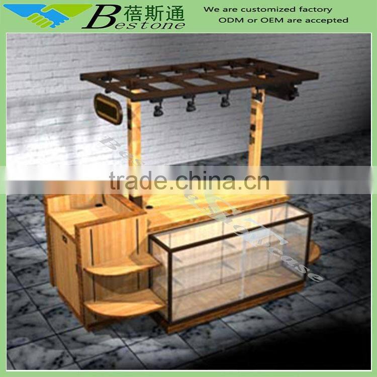 Shopping mall center table for gift, retail store slatwall display shelving rack