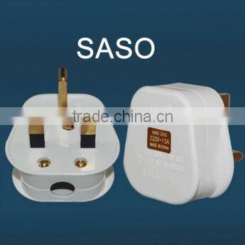 Saudi Arabia Electric Plug 3 Flat Pin Plug With FUSED SASO Approval