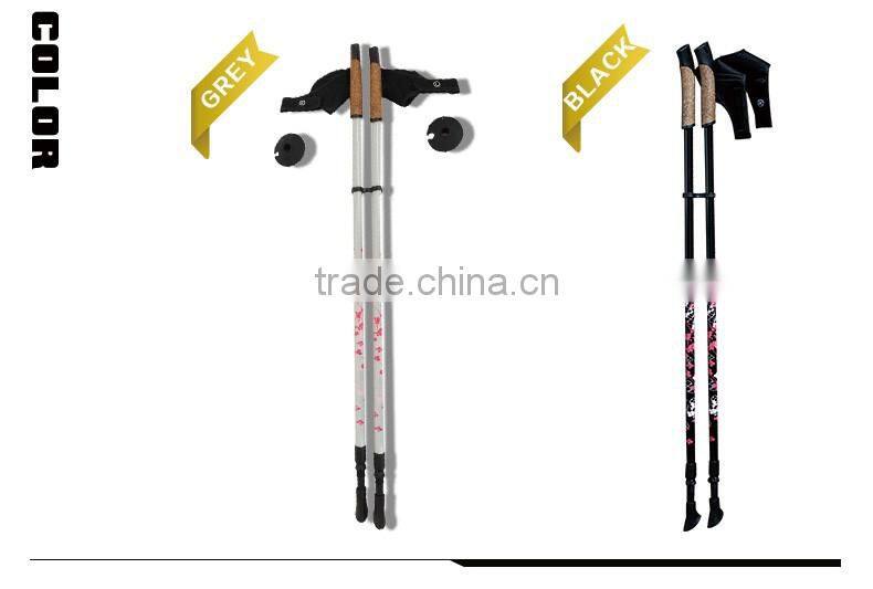 Telescopic Mountaineering Quick Lock Trekking Poles With Cork Handle