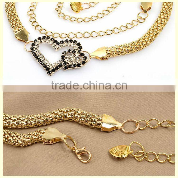 Fantasy body jewelry 2014 double heart belly waist chain piercing