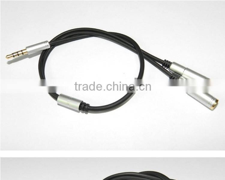 2016 top selling products in alibaba 3.5mm aux cable 1 Male to 2 feMale Stereo Aux Audio Cable for iphone 6 free samples
