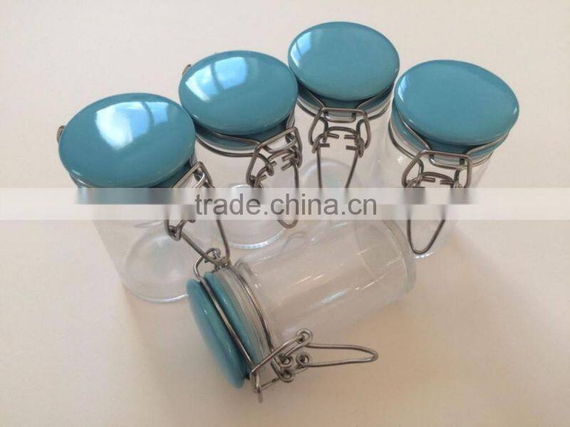 200ml round clear glass storage jar with ceramic lid