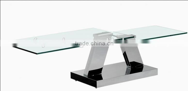 New design stainless steel glass coffee table