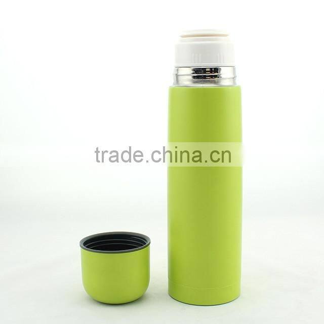 350ml/500ml stainless steel vacuum flask with Pu leather bullet shape thermo flask