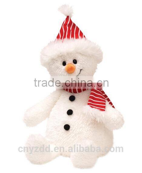 Fun Christmas Button Snowman /Plush Snowman with Hat and Scarf/Soft Stuffed Toy Smiling Snowman
