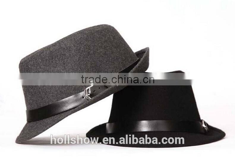 Star Favourite Trend All-match Man Women Trilby Fedora Cap With Leather Buckle