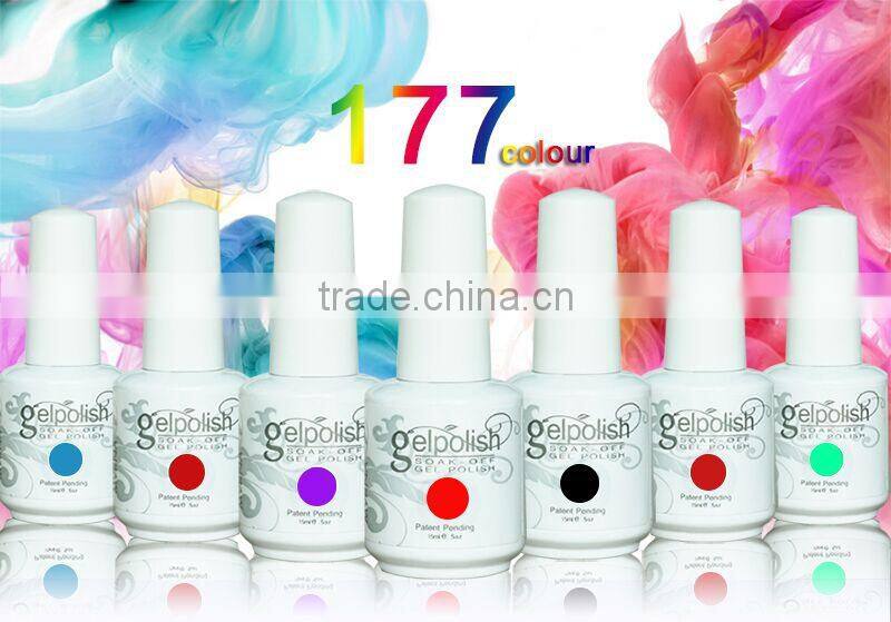 2015 EXW wholesale private label easy soak off color gel nail polish,177colors for nail art design
