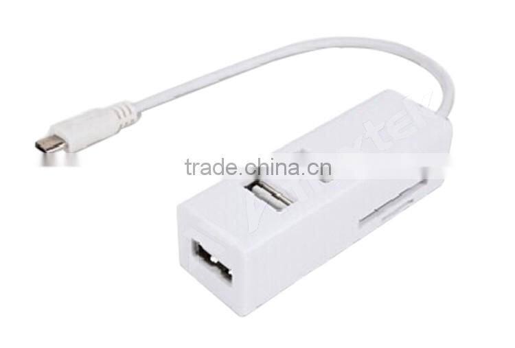 Portable Micro USB OTG Card Reader USB & 3 Port USB Hub