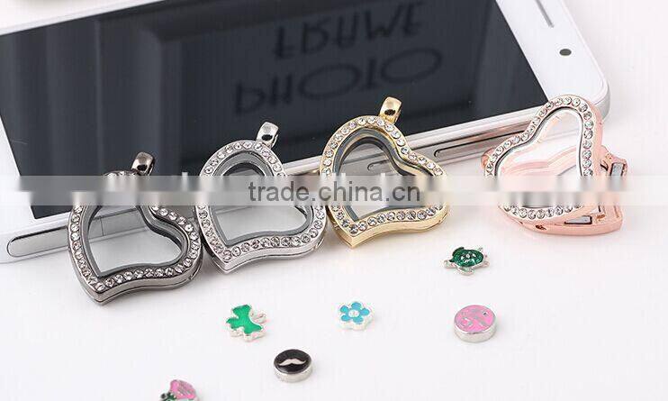 rainbow color fashion lady jewelry colorful heart locket necklace