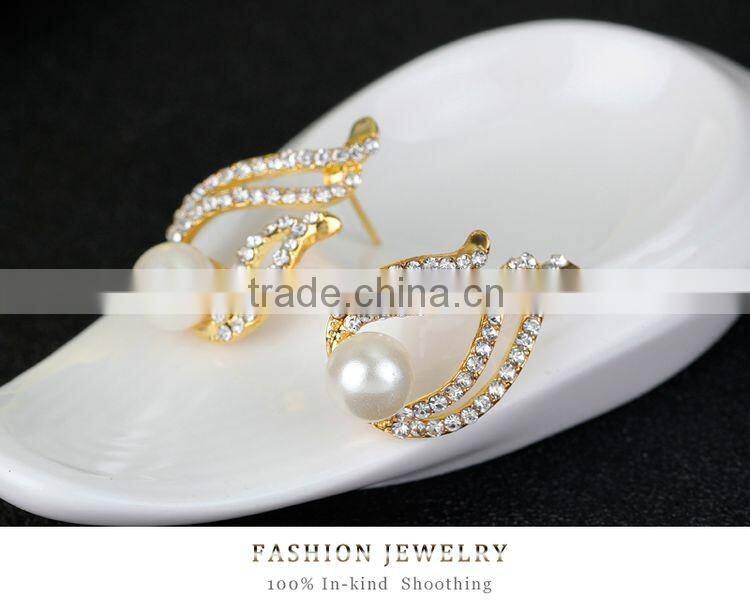 Luxury Brand Imitation Pearl Necklace Earrings Wedding Jewelry Sets Vintage Fashion Crystal Bridal Jewellery Set for Women Gift