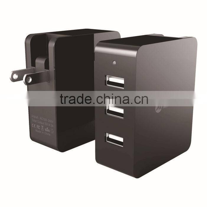 High Quality3 Port USB Rapid Wall Charger home charger with EU/US/AU/KC Plug