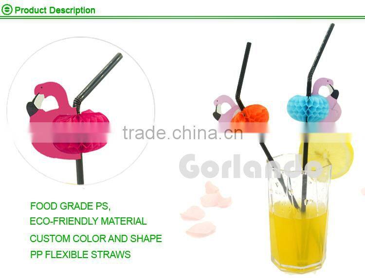 decorative plastic flamingo colored swizzle cocktail drink straws