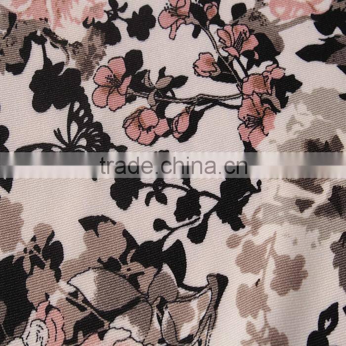 fashion designs digital printed DTY polyester spandex fabric for woman clothing