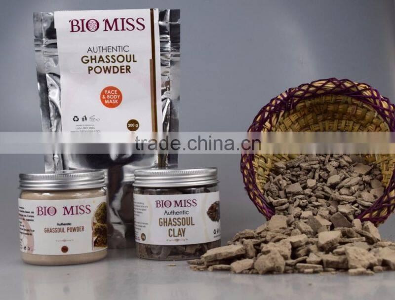 100% Authentic and Natural Ghassoul Clay Powder - Finest Powder for Face, Body & Hair Mask