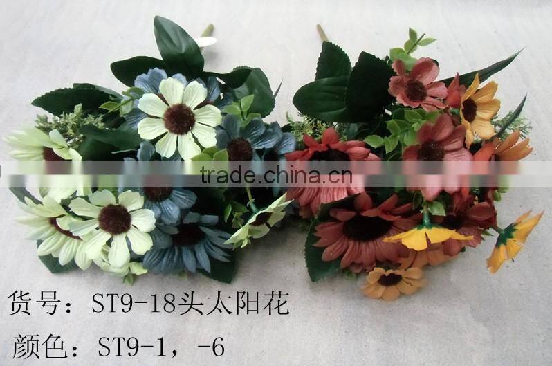 artificial silk single chrysanthemum flowers with leaves