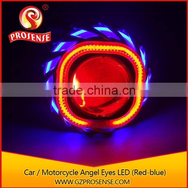 Car/Motorcycle COB devil eye projector headlight (Red-blue)