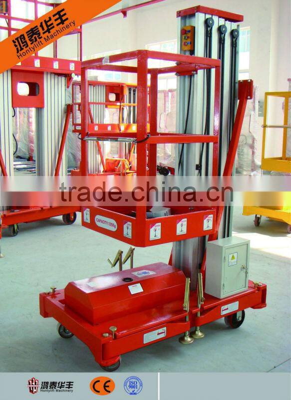 single mast aluminum electric vertical work lift platform