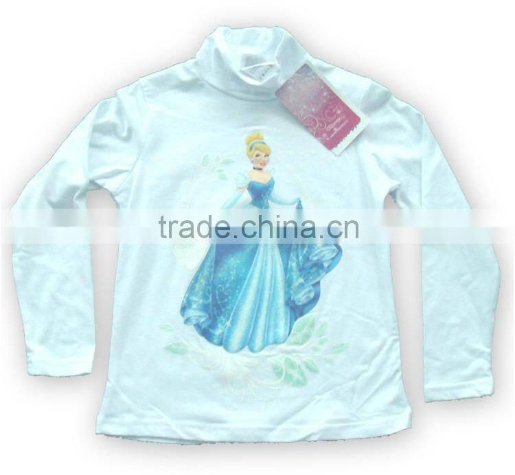 Cotton Roll-neck long sleeve girl T-short sublimation print OEM/ODM top brand