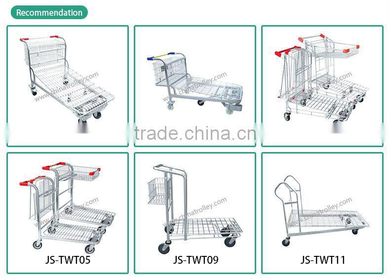 New Arrival Big Size Grocery Warehouse Storage Trolley Carts With 4 Wheels JS-TWT05