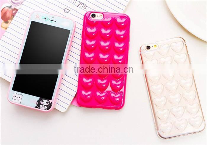 hand strap cute fashion soft tpu cover heart case for iphone 6 6s plus