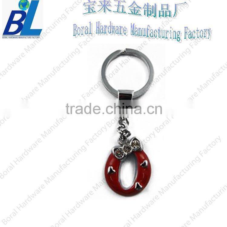 Custom O shape decoration for car keychain with enamel