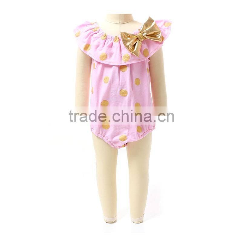 pink gold polka dots baby bodysuit wholesale infant clothing baby romper