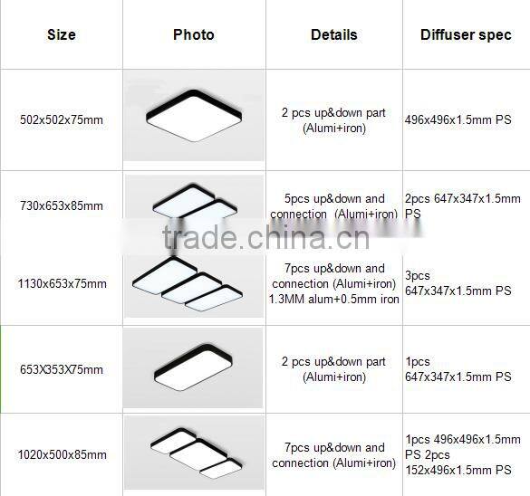 60w+60w retangular black room light