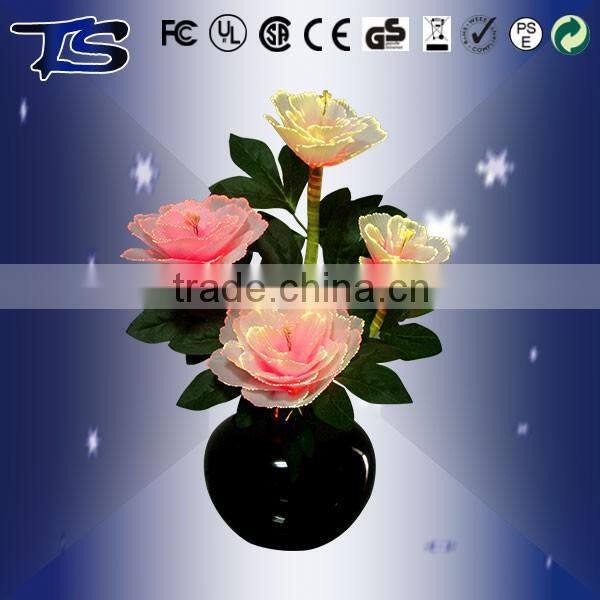 Artificial fiber optic peony flowers with led light home and party decor lamp