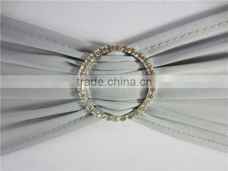 Cheap wedding white ruffle spandex chair covers with diamond buckle