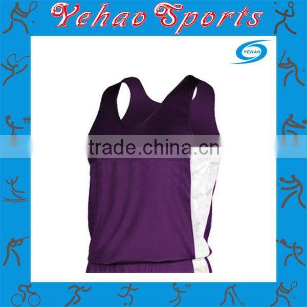 blank purple and white running singlet