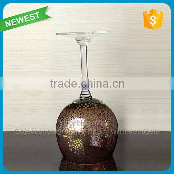 Newest colorful goblet wine glass wholesale thick bottom glass wine cup support OEM glass cup