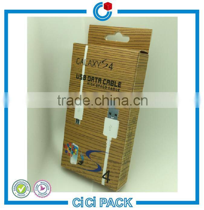 Popular CYMK printing paper packaging for usb cable packaging