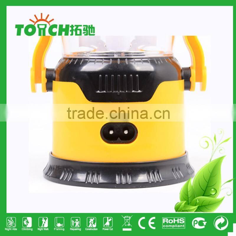 Vintage Design Red&Yellow Color ABS Plastic Lantern Solar LED Camping Light with 3w Torch Light