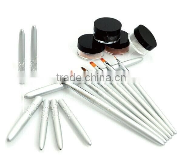 Professional kolinsky nail art brush with silver metal aluminum handle